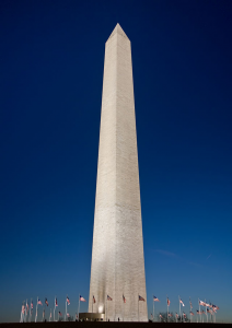 Washington Monument, Washington D.C.  World's largest obelisk.  The corenerstone donated by the Grand Lodge of Freemasons.